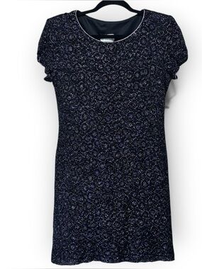 Scarlett Vintage Black Silver Metallic Knit Mini Dress Size 11/12